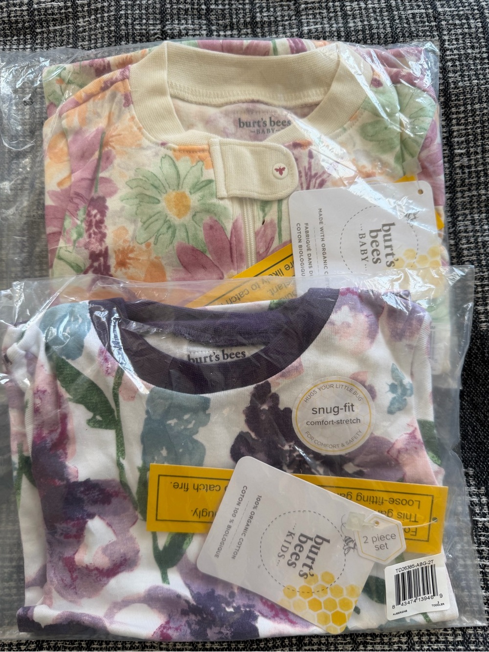 Burt's Bees Baby Floral Pajamas BRAND NEW: 24M AND 2T